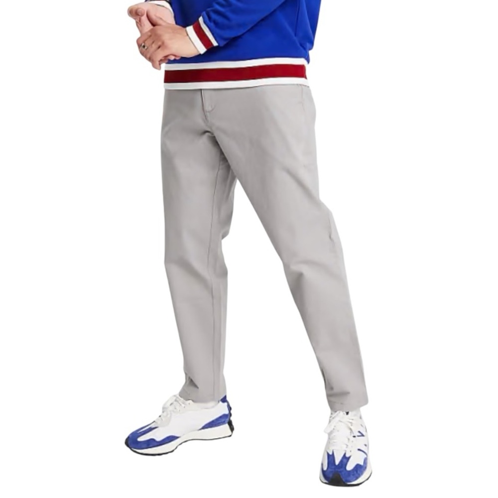 Topman cotton blend relaxed chino in gray